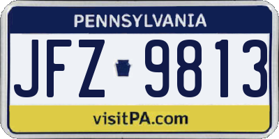 PA license plate JFZ9813