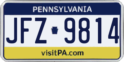 PA license plate JFZ9814