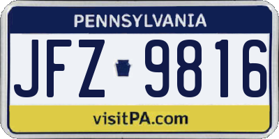 PA license plate JFZ9816