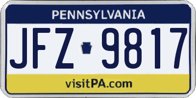 PA license plate JFZ9817