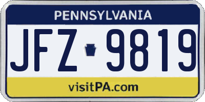 PA license plate JFZ9819
