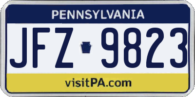 PA license plate JFZ9823