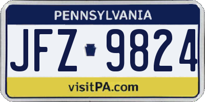 PA license plate JFZ9824