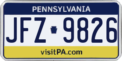 PA license plate JFZ9826