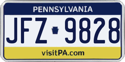 PA license plate JFZ9828