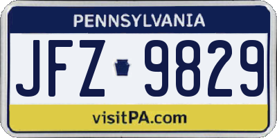 PA license plate JFZ9829