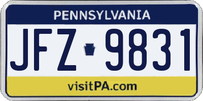 PA license plate JFZ9831