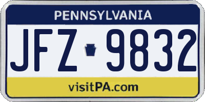PA license plate JFZ9832