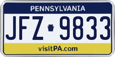 PA license plate JFZ9833