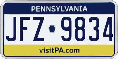 PA license plate JFZ9834