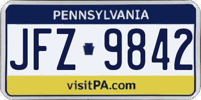 PA license plate JFZ9842