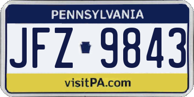PA license plate JFZ9843