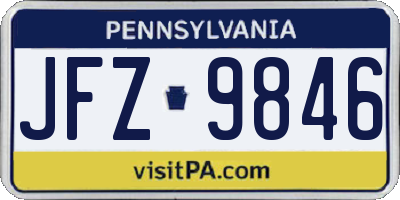 PA license plate JFZ9846