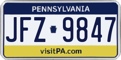 PA license plate JFZ9847