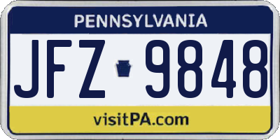 PA license plate JFZ9848