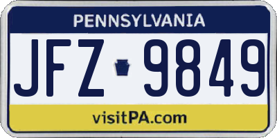 PA license plate JFZ9849