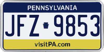 PA license plate JFZ9853