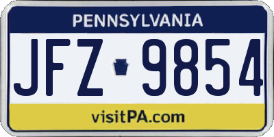 PA license plate JFZ9854