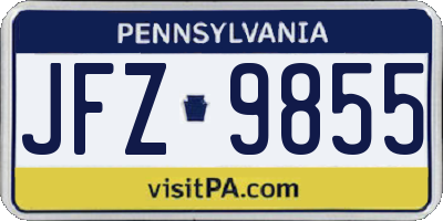 PA license plate JFZ9855