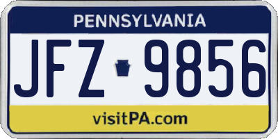 PA license plate JFZ9856