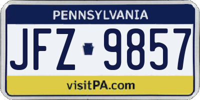 PA license plate JFZ9857