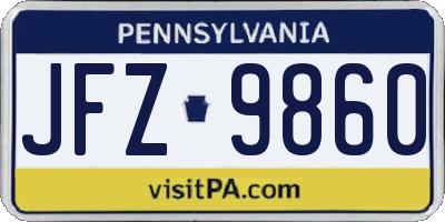 PA license plate JFZ9860