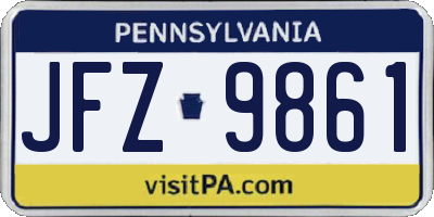 PA license plate JFZ9861