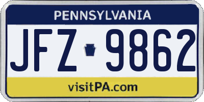 PA license plate JFZ9862