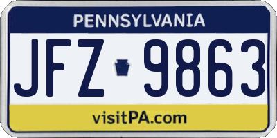 PA license plate JFZ9863
