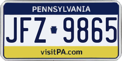 PA license plate JFZ9865