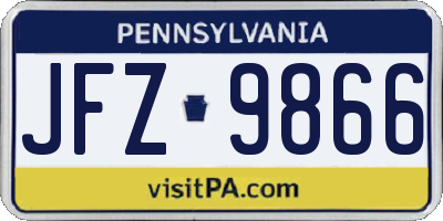 PA license plate JFZ9866
