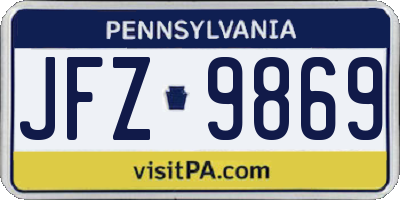PA license plate JFZ9869