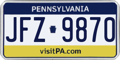PA license plate JFZ9870