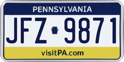 PA license plate JFZ9871