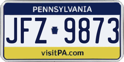 PA license plate JFZ9873