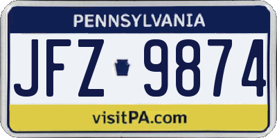 PA license plate JFZ9874