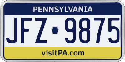 PA license plate JFZ9875