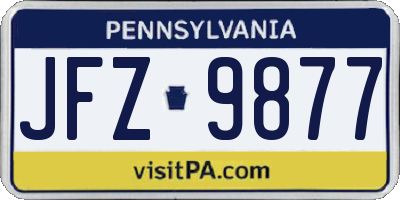 PA license plate JFZ9877