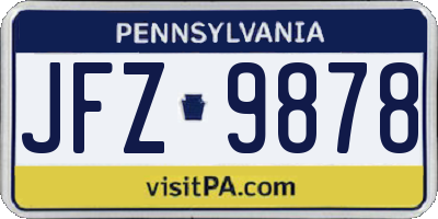 PA license plate JFZ9878