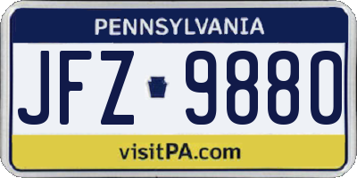 PA license plate JFZ9880