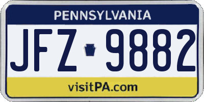 PA license plate JFZ9882
