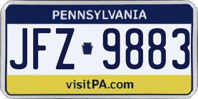 PA license plate JFZ9883