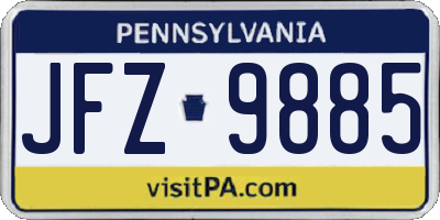 PA license plate JFZ9885