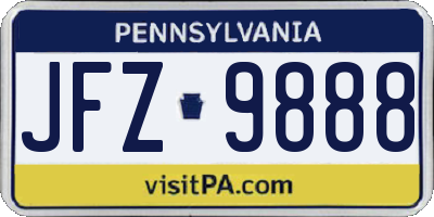 PA license plate JFZ9888
