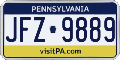 PA license plate JFZ9889