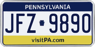 PA license plate JFZ9890