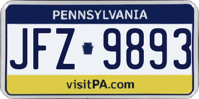 PA license plate JFZ9893
