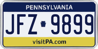PA license plate JFZ9899