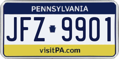 PA license plate JFZ9901