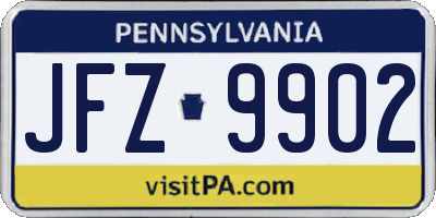 PA license plate JFZ9902